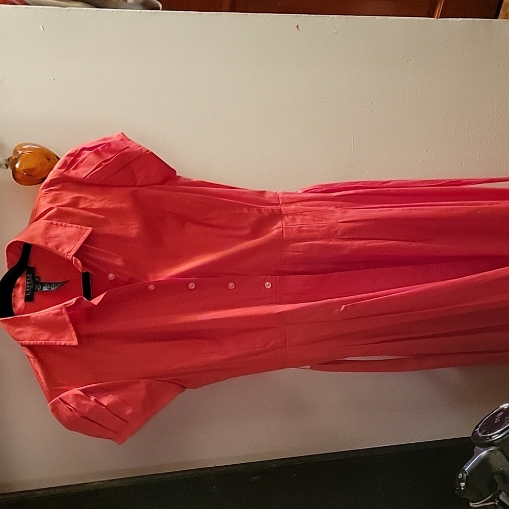 Ralph Lauren orange dress Slaves button down.Size ten